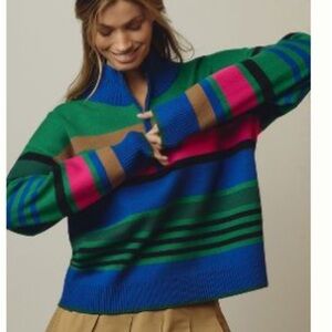 Anthropologie Green and Blue Cowl Neck Sweater - size M - never worn!